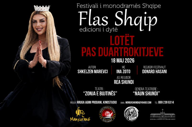 LOTËT PAS DUARTROKITJEVE” sjell anën e padukshme të jetës artistike, emocionet pas skenës dhe realitetin që publiku nuk e sheh. Një monodramë me ndjeshmëri të fortë dhe interpretim emocional.